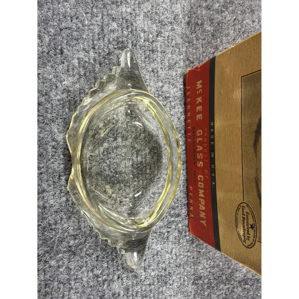 Vintage Glasbake Crab Shell Baking Dishes Set of 6 McKee Glass Co Clear Boxed